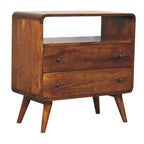 Classic Solid Mango Wood Chest of Drawers – Dark Brown Finish, Open Shelf Storage