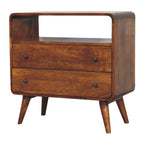 Classic Solid Mango Wood Chest of Drawers – Dark Brown Finish, Open Shelf Storage
