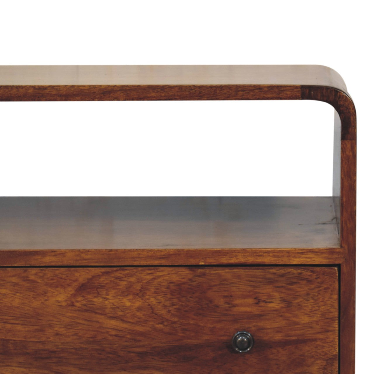 Classic Solid Mango Wood Chest of Drawers – Dark Brown Finish, Open Shelf Storage