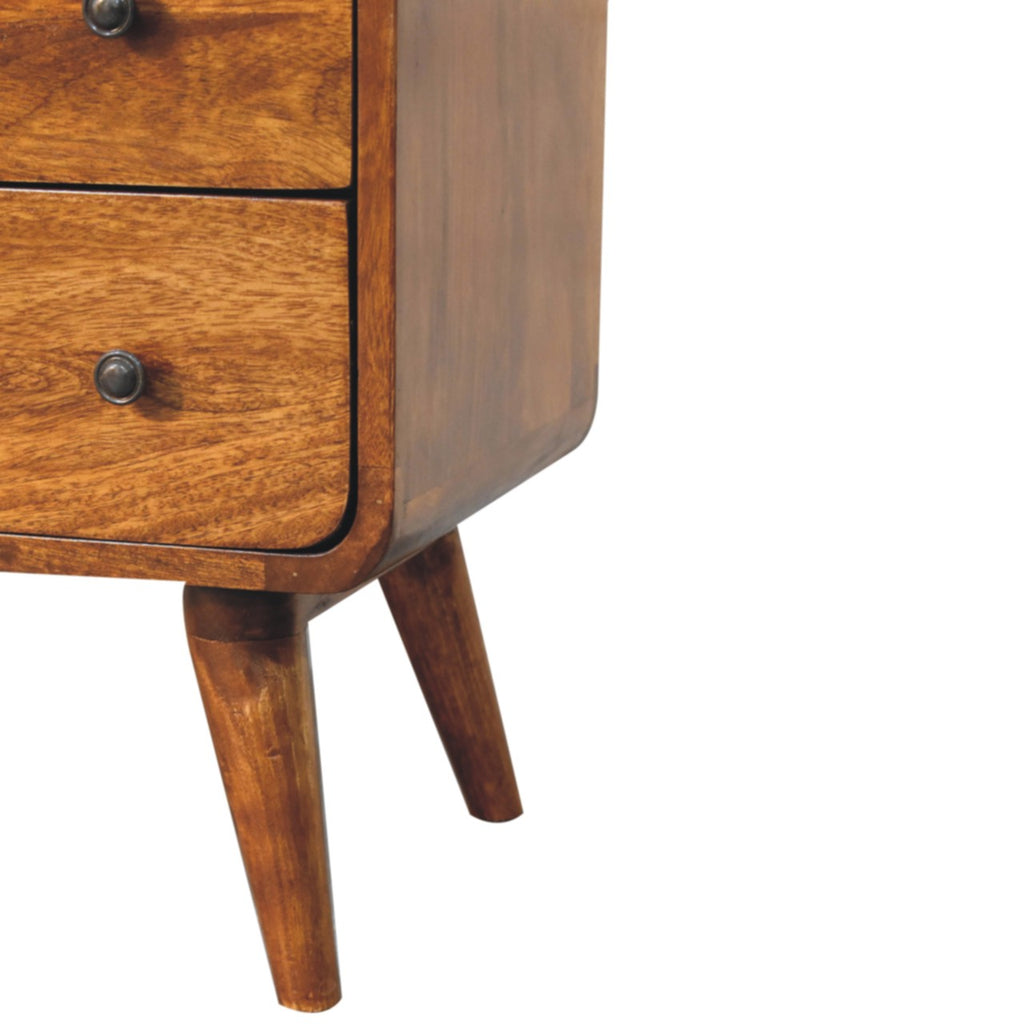 Classic Solid Mango Wood Chest of Drawers – Dark Brown Finish, Open Shelf Storage