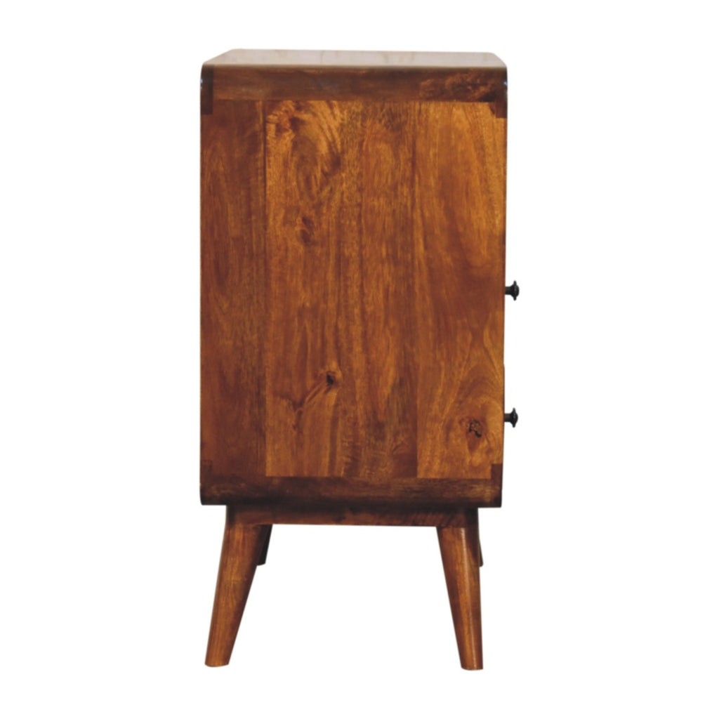 Classic Solid Mango Wood Chest of Drawers – Dark Brown Finish, Open Shelf Storage