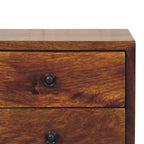 Floating Solid Mango Wood Wall-mounted Nightstand – Chestnut Finish, 2 Drawer Storage