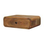 Modern Solid Mango Wood Wall-mounted Nightstand – Dark Brown Finish, 1 Drawer