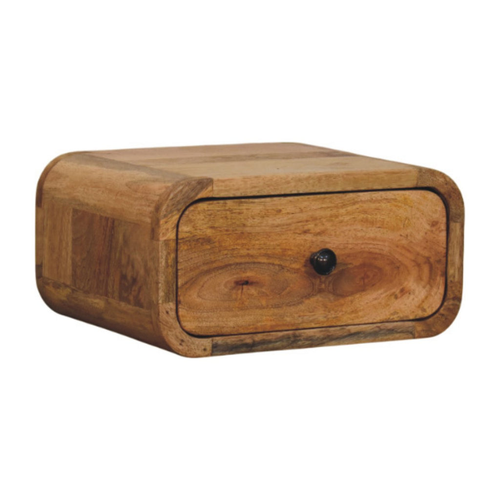 Space-Saving Solid Mango Wood Bedside Table – Brown Finish, Single Drawer Storage