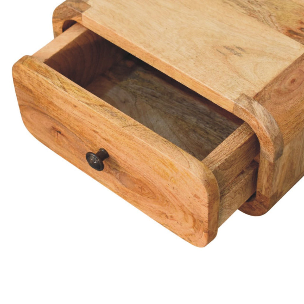 Space-Saving Solid Mango Wood Bedside Table – Brown Finish, Single Drawer Storage