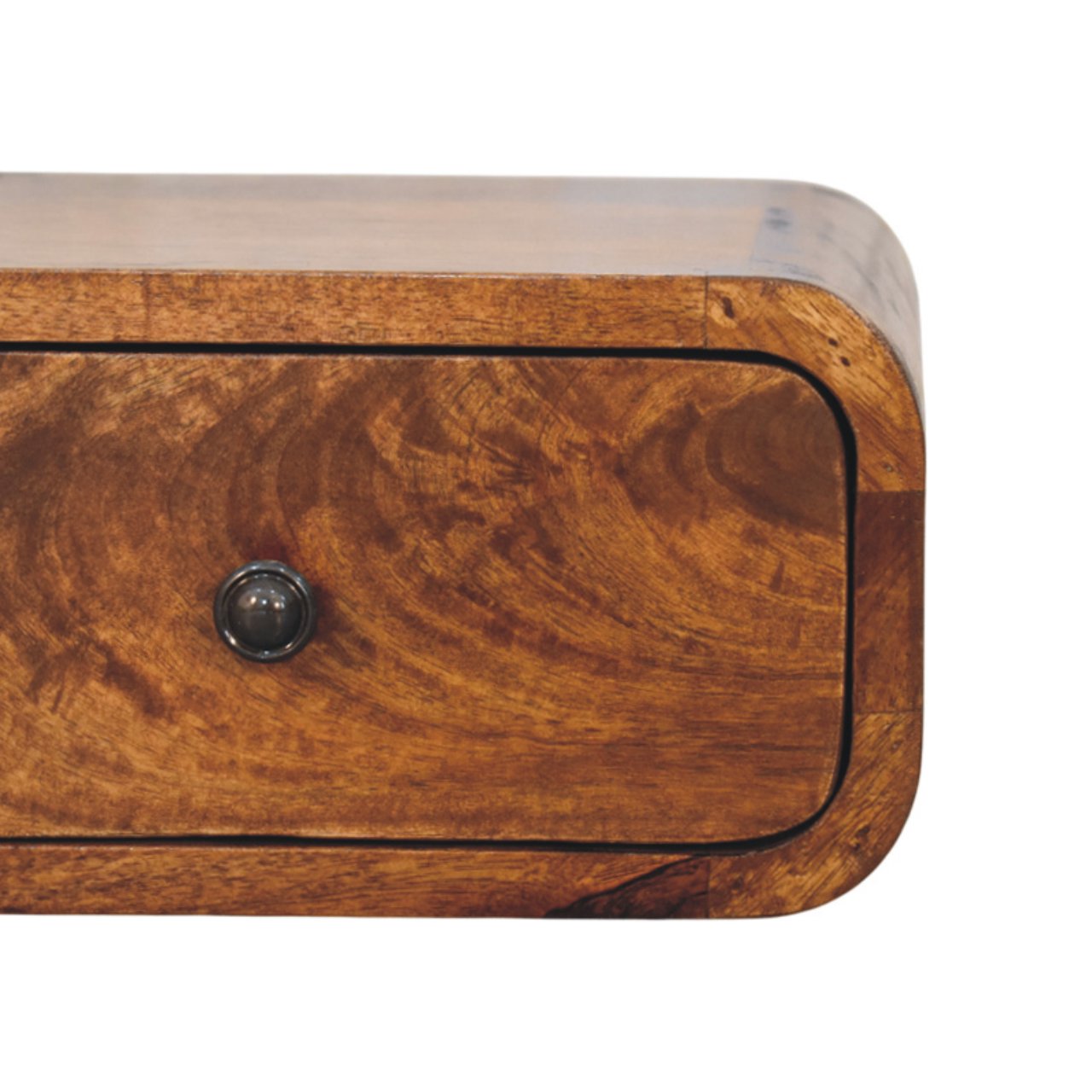 Contemporary Solid Mango Wood Bedside Table – Chestnut Finish, Compact Drawer Storage