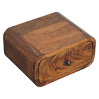 Contemporary Solid Mango Wood Bedside Table – Chestnut Finish, Compact Drawer Storage