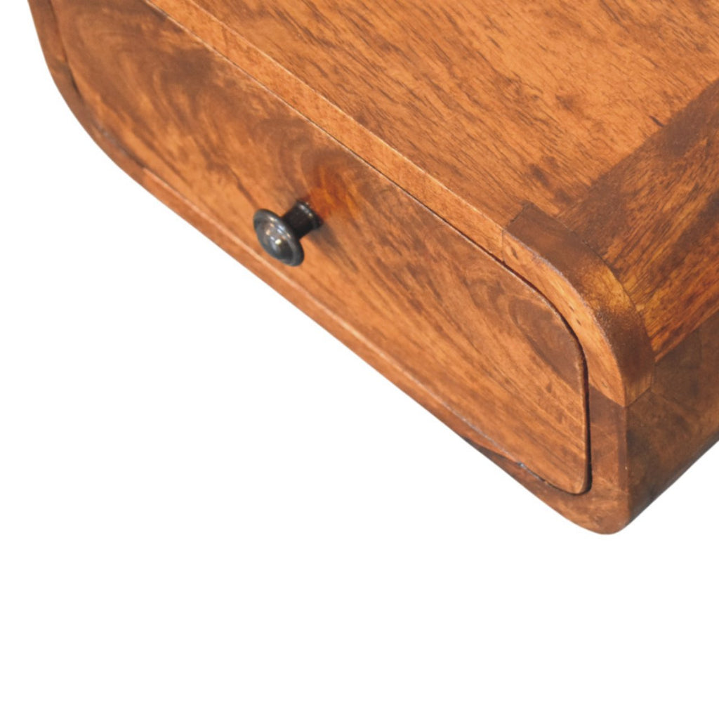 Contemporary Solid Mango Wood Bedside Table – Chestnut Finish, Compact Drawer Storage