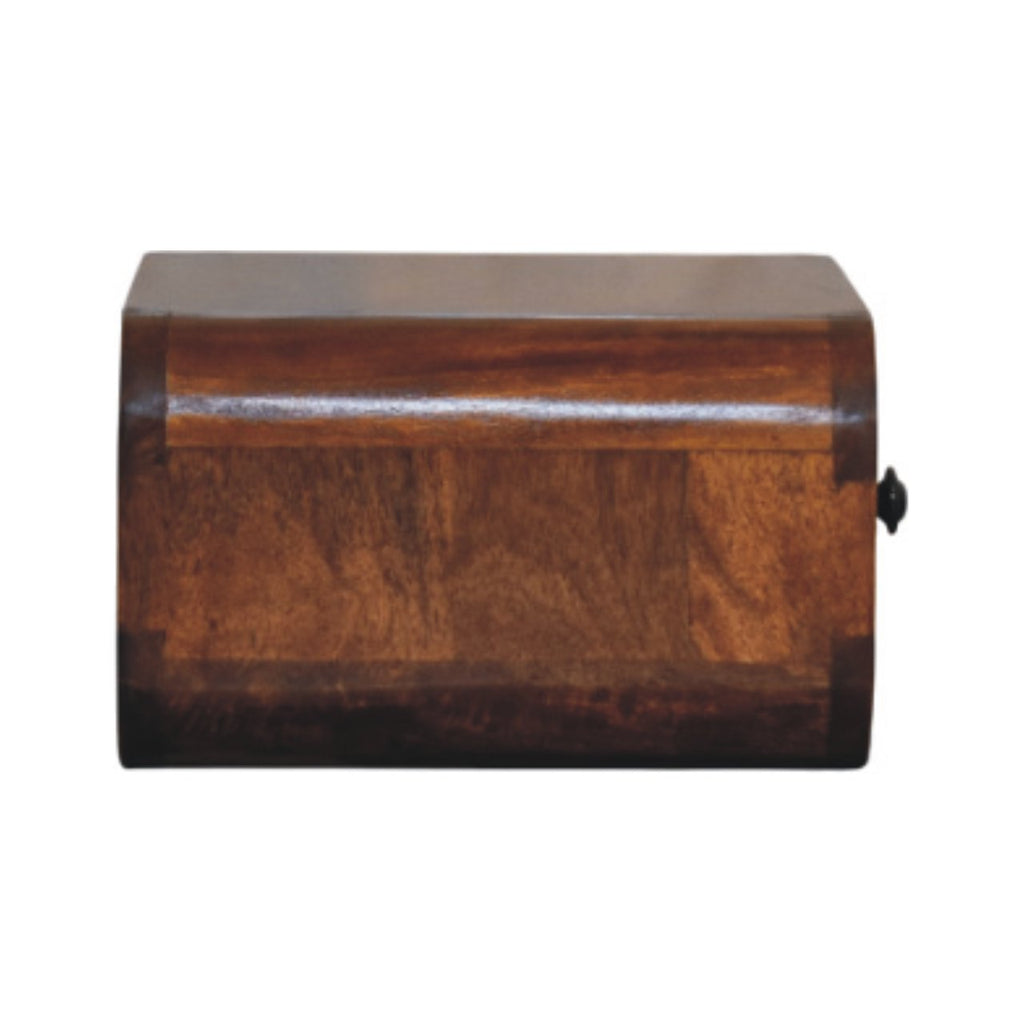 Contemporary Solid Mango Wood Bedside Table – Chestnut Finish, Compact Drawer Storage
