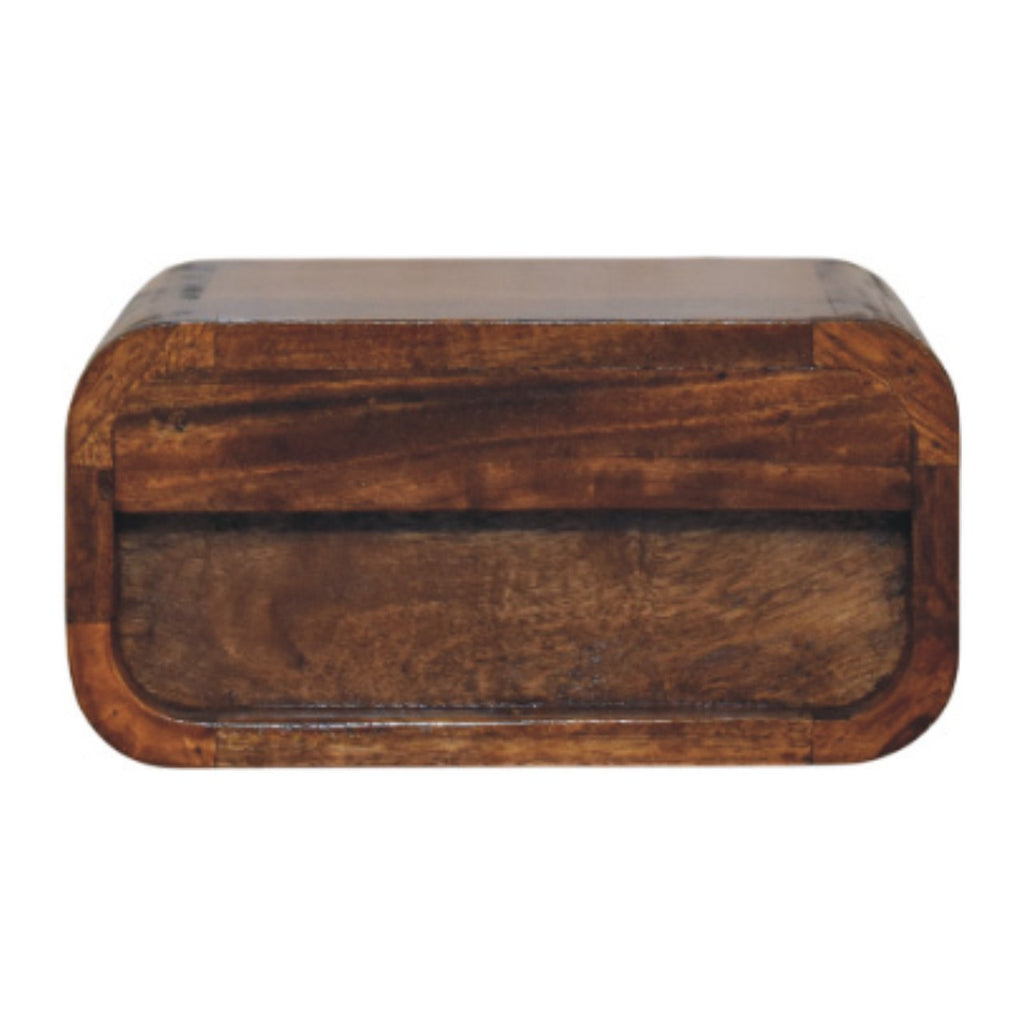 Contemporary Solid Mango Wood Bedside Table – Chestnut Finish, Compact Drawer Storage