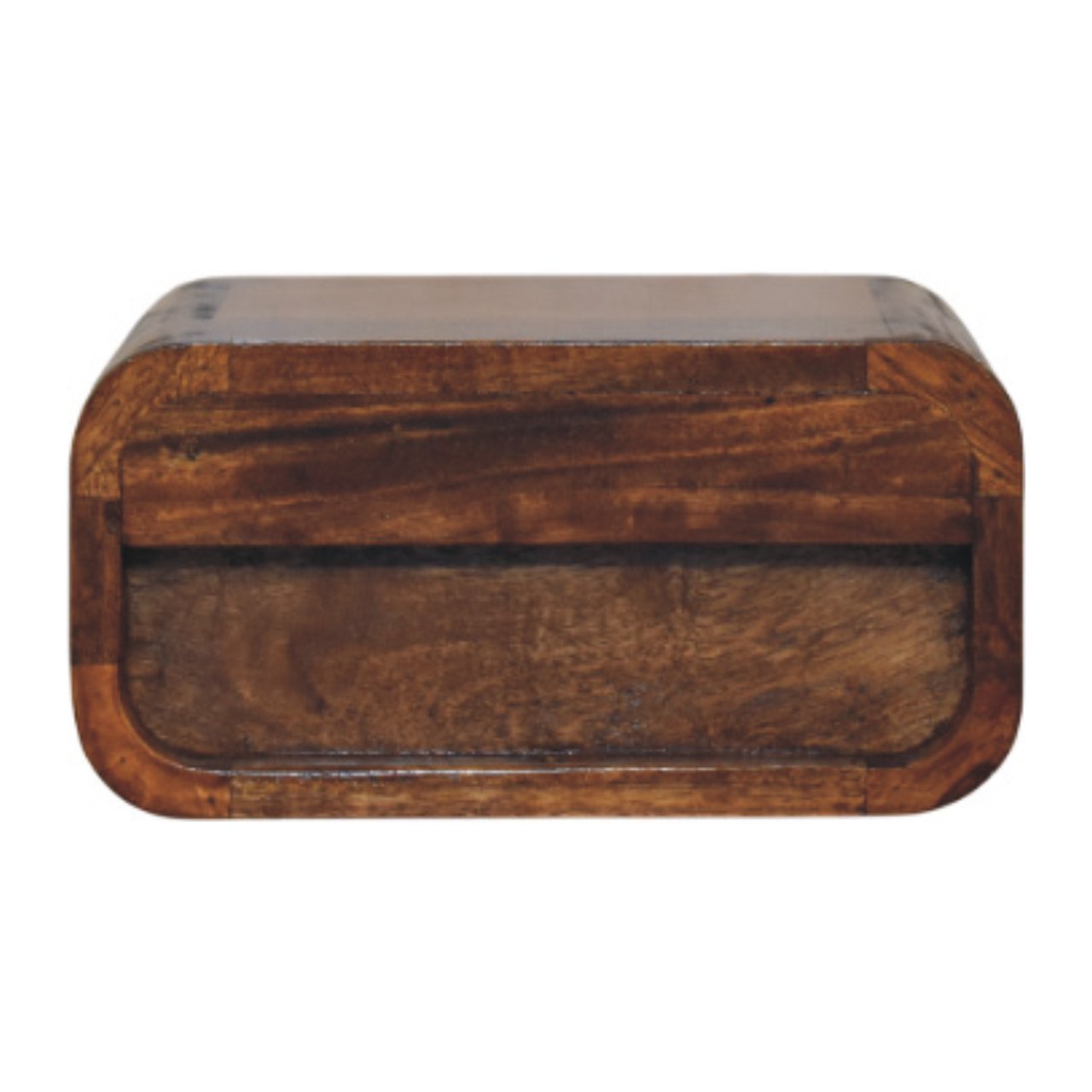 Contemporary Solid Mango Wood Bedside Table – Chestnut Finish, Compact Drawer Storage