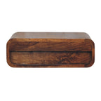 Modern Solid Mango Wood Wall-mounted Nightstand – Chestnut Finish, Rounded Silhouette