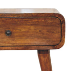 Contemporary Solid Mango Wood Bedside Table – Chestnut Finish, Single Drawer