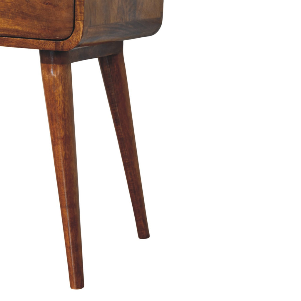 Contemporary Solid Mango Wood Bedside Table – Chestnut Finish, Single Drawer