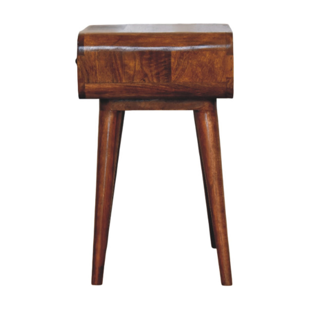 Contemporary Solid Mango Wood Bedside Table – Chestnut Finish, Single Drawer