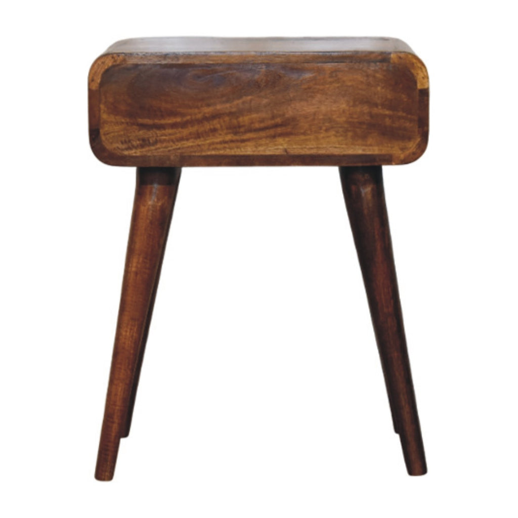 Contemporary Solid Mango Wood Bedside Table – Chestnut Finish, Single Drawer