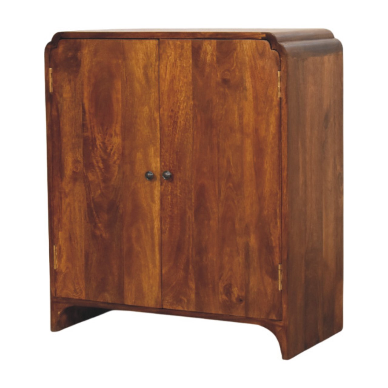 Statement Solid Mango Wood Cabinet – Chestnut Finish, Double-door Storage