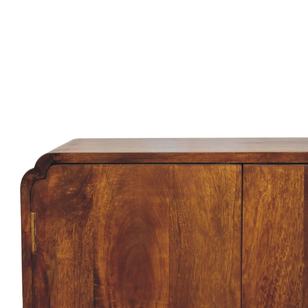 Statement Solid Mango Wood Cabinet – Chestnut Finish, Double-door Storage