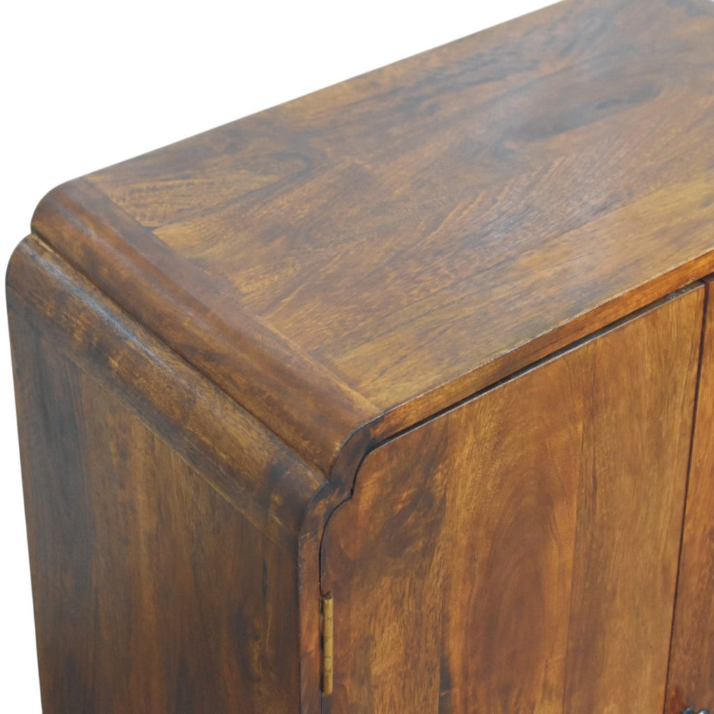 Statement Solid Mango Wood Cabinet – Chestnut Finish, Double-door Storage