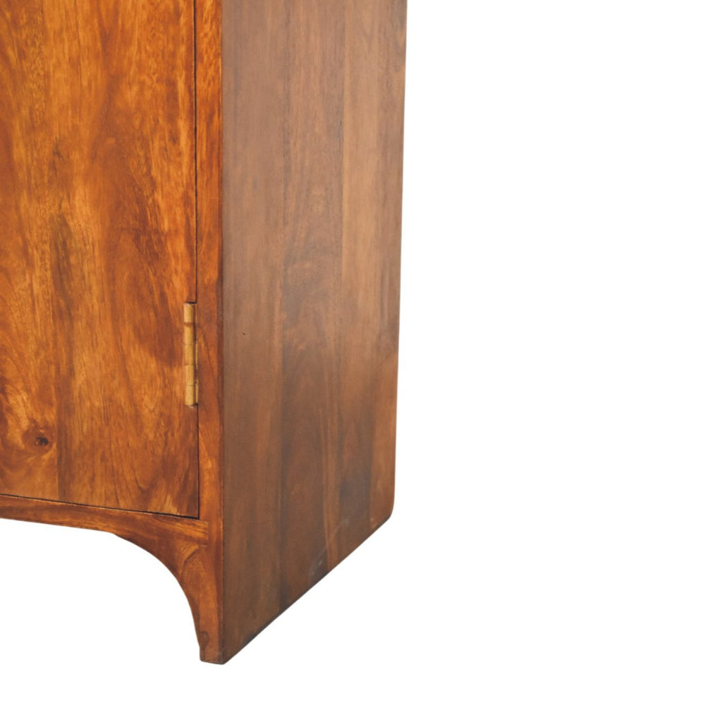 Statement Solid Mango Wood Cabinet – Chestnut Finish, Double-door Storage