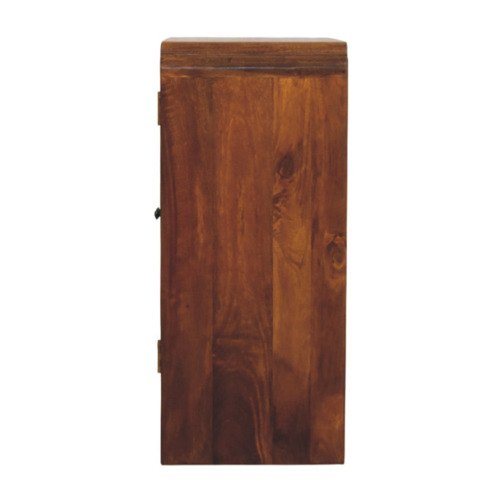 Statement Solid Mango Wood Cabinet – Chestnut Finish, Double-door Storage