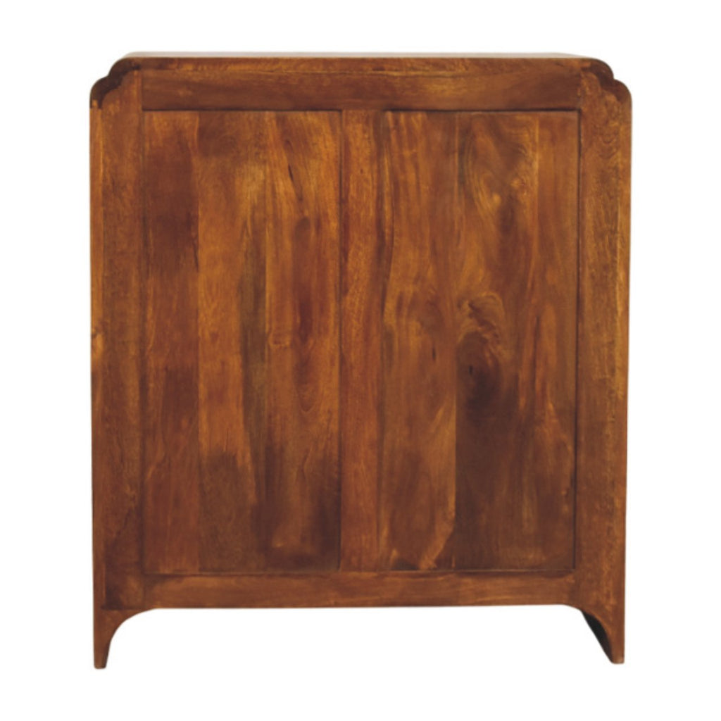 Statement Solid Mango Wood Cabinet – Chestnut Finish, Double-door Storage