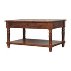 Statement Solid Mango Wood Coffee Table – Chestnut Finish, Turned Legs