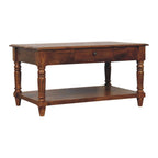 Statement Solid Mango Wood Coffee Table – Chestnut Finish, Turned Legs