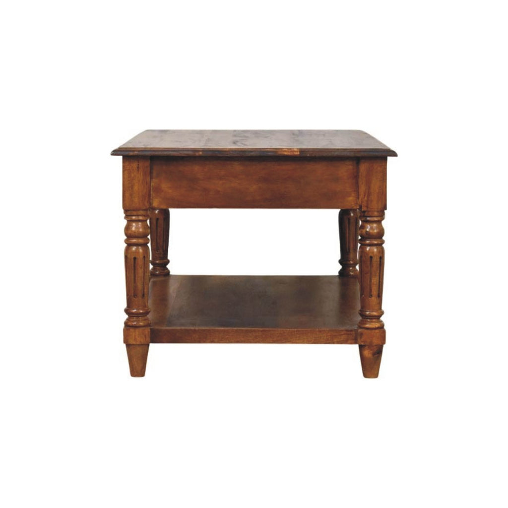 Statement Solid Mango Wood Coffee Table – Chestnut Finish, Turned Legs
