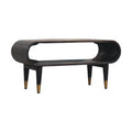 Contemporary Solid Mango Wood TV Unit – Carbon Ash Finish, Continuous Curve Design