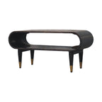 Contemporary Solid Mango Wood TV Unit – Carbon Ash Finish, Continuous Curve Design