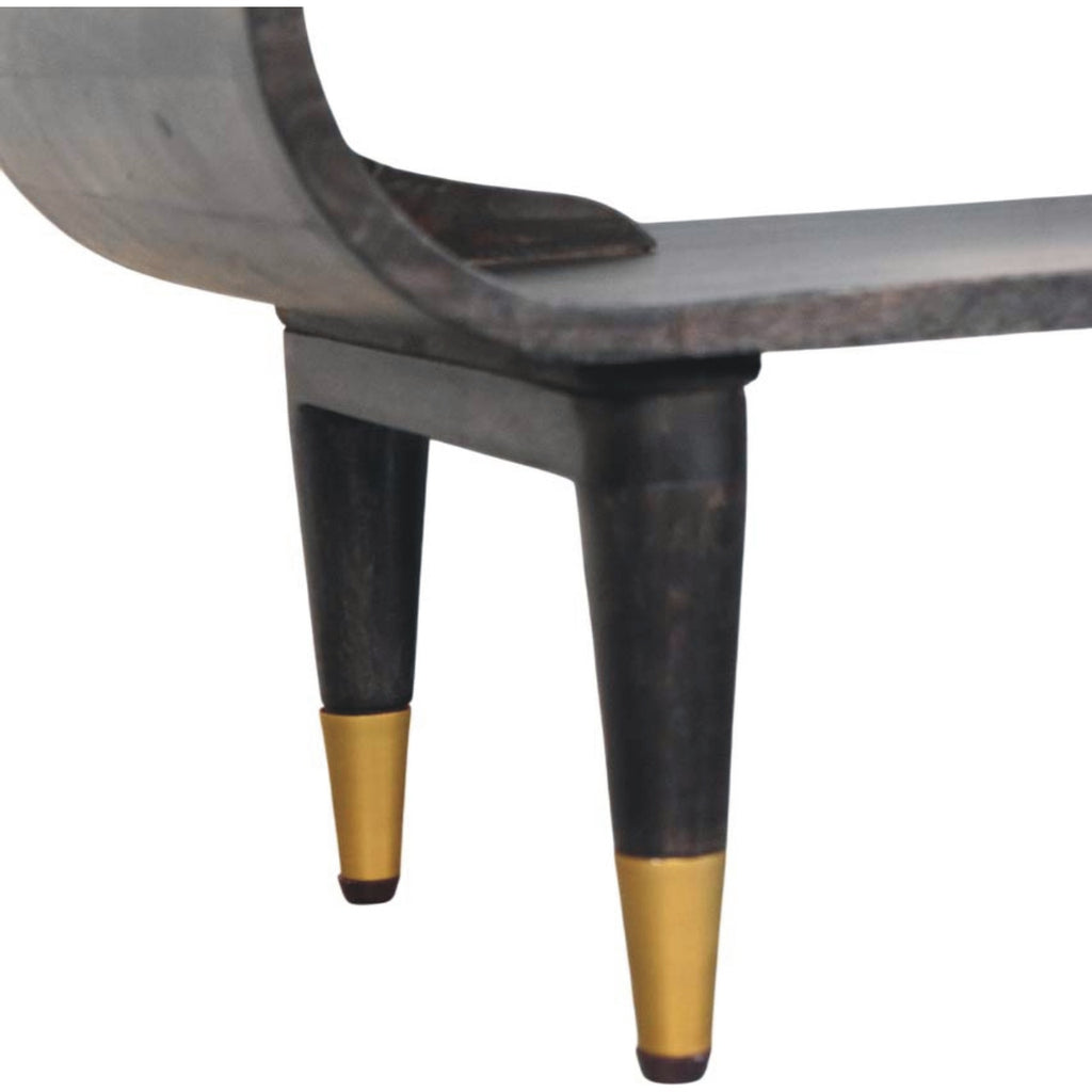 Contemporary Solid Mango Wood TV Unit – Carbon Ash Finish, Continuous Curve Design