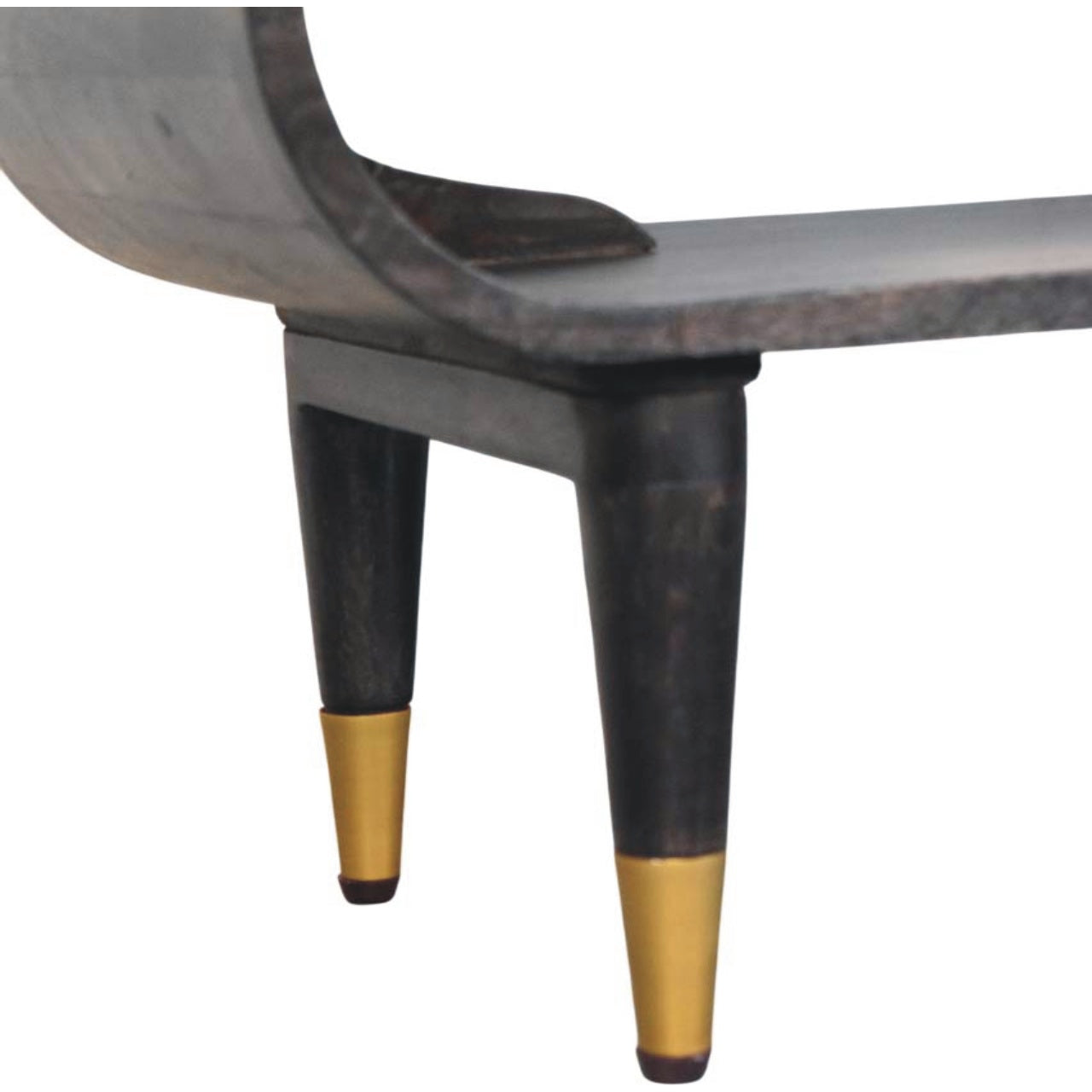 Contemporary Solid Mango Wood TV Unit – Carbon Ash Finish, Continuous Curve Design