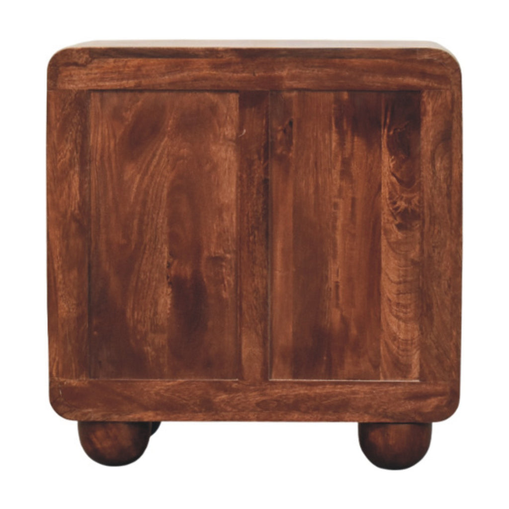 Handcrafted Solid Mango Wood Chest of Drawers – Winewood Oak Finish, Brushed Brass Handles