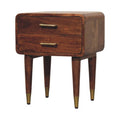 Contemporary Solid Mango Wood Bedside Table – Beige Finish, Rounded Corners