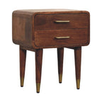Contemporary Solid Mango Wood Bedside Table – Beige Finish, Rounded Corners
