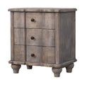 Handcrafted Solid Mango Wood Bedside Table – Brown Finish, 3 Aligned Drawers