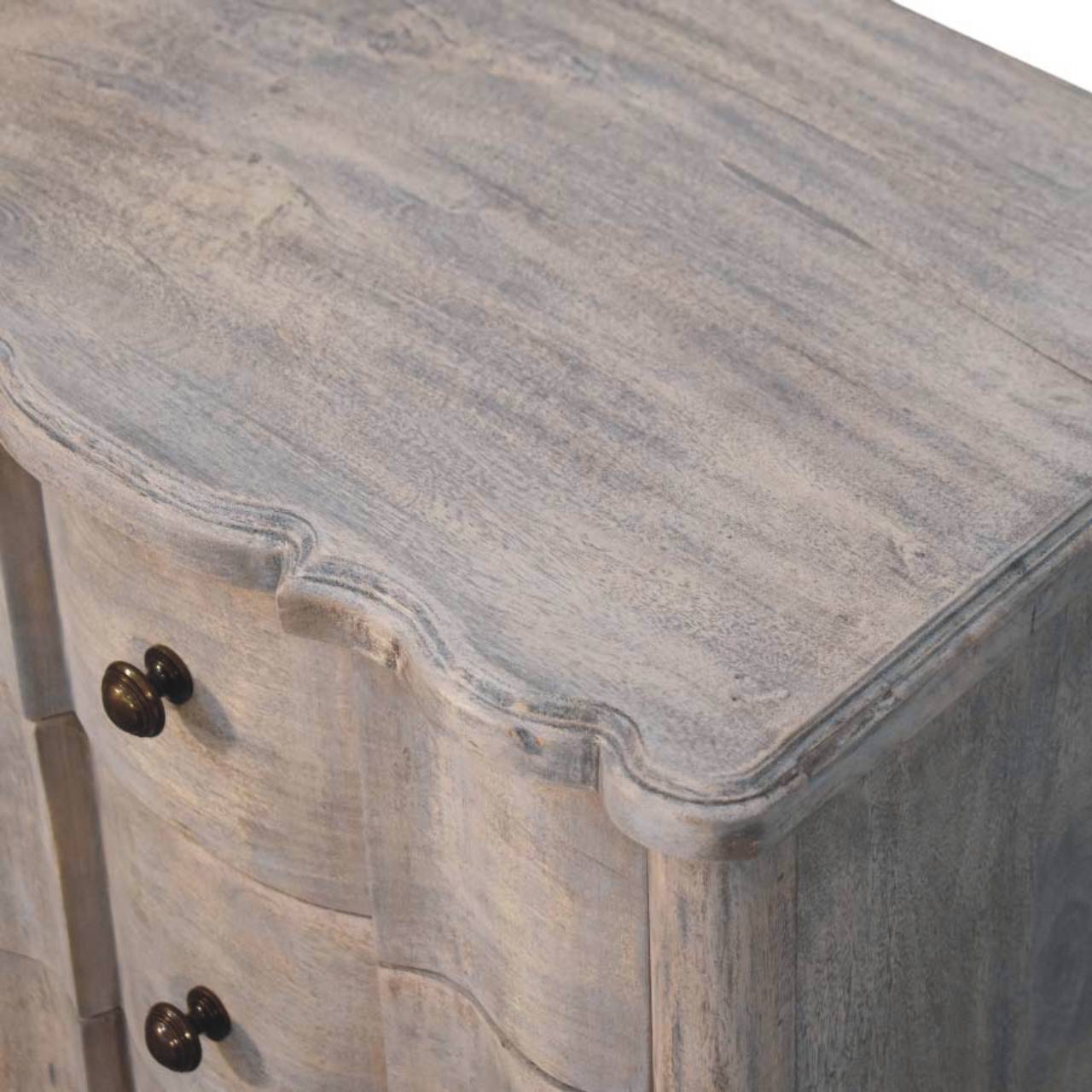 Handcrafted Solid Mango Wood Bedside Table – Brown Finish, 3 Aligned Drawers