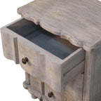 Handcrafted Solid Mango Wood Bedside Table – Brown Finish, 3 Aligned Drawers