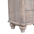Handcrafted Solid Mango Wood Bedside Table – Brown Finish, 3 Aligned Drawers
