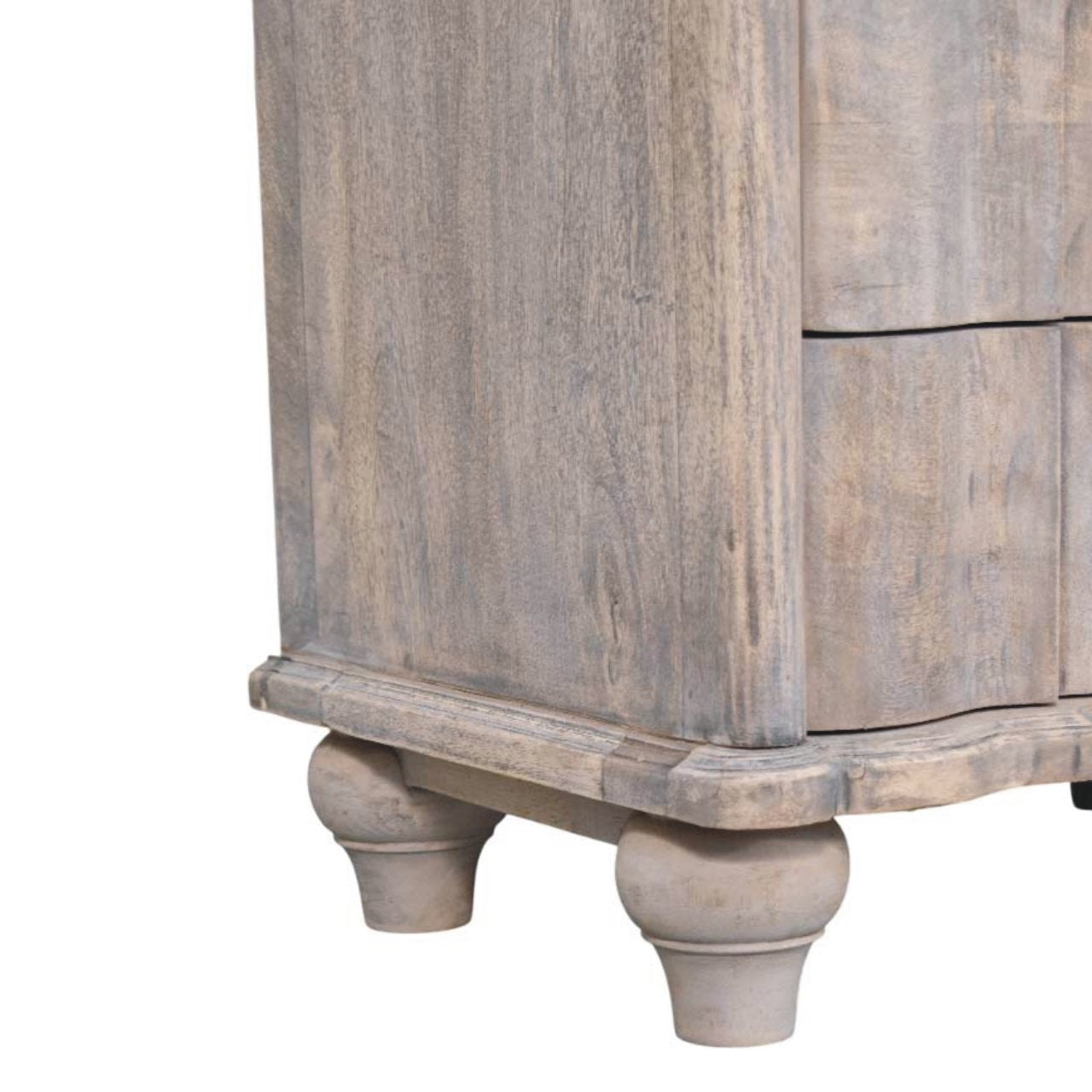 Handcrafted Solid Mango Wood Bedside Table – Brown Finish, 3 Aligned Drawers