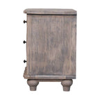 Handcrafted Solid Mango Wood Bedside Table – Brown Finish, 3 Aligned Drawers