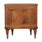 Ribbed Mango Wood Bedside Table with Brass Accents