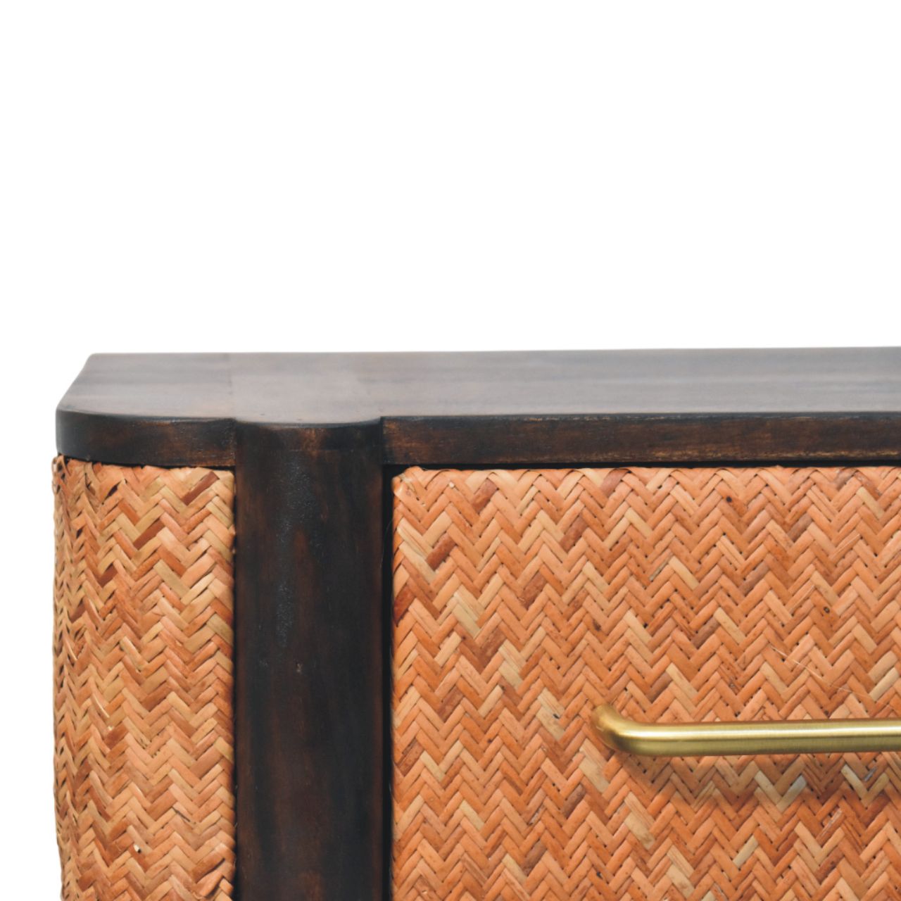 Space-Saving Solid Mango Wood Wall-mounted Nightstand – Velvet Mocha Finish, Woven-effect Drawer Front