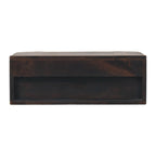 Space-Saving Solid Mango Wood Wall-mounted Nightstand – Velvet Mocha Finish, Woven-effect Drawer Front