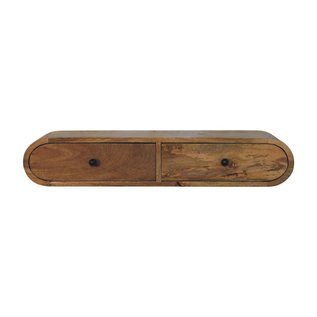 Contour Wall Console Table, Solid Mango Wood, 2 Drawers