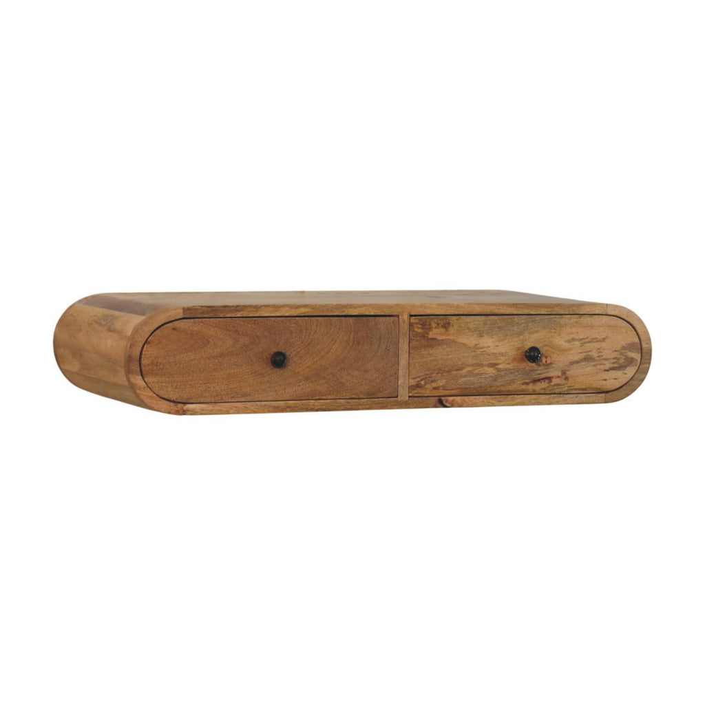 Contour Wall Console Table, Solid Mango Wood, 2 Drawers