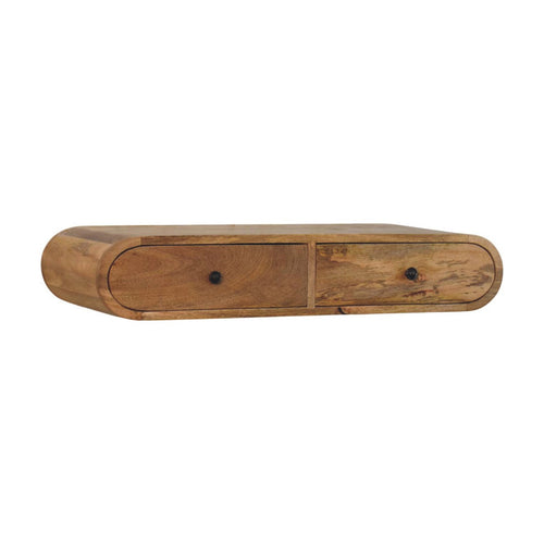 Contour Wall Console Table, Solid Mango Wood, 2 Drawers