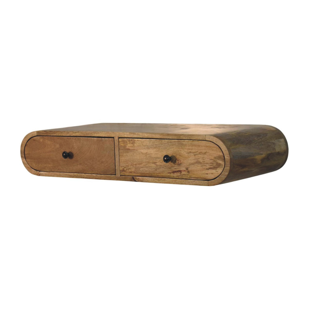 Contour Wall Console Table, Solid Mango Wood, 2 Drawers