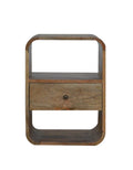 Compact Solid Mango Wood Bedside Table – Dark Brown Finish, Rounded Edges